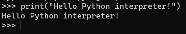 Python 交互式解释器中提示符、print 输入、文字输出和下一个提示符