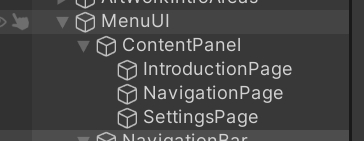 ContentPanel 下的 IntroductionPage、NavigationPage 和 SettingsPage